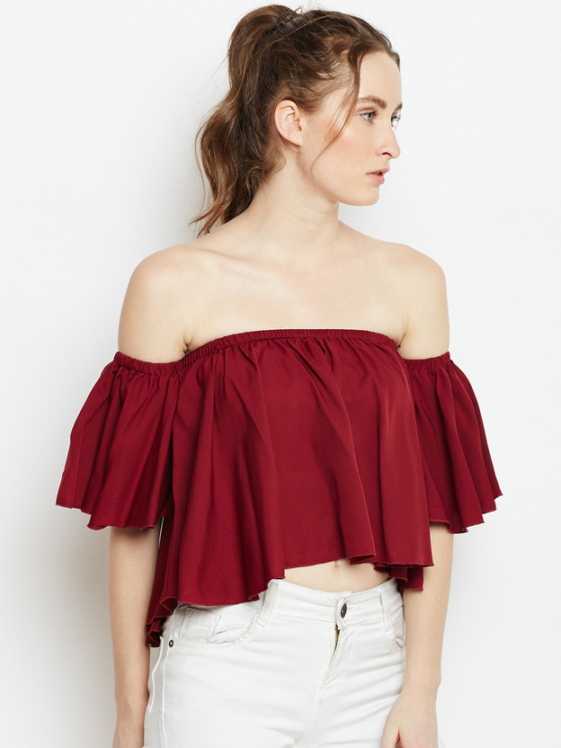 Maroon ruffle top Clearance