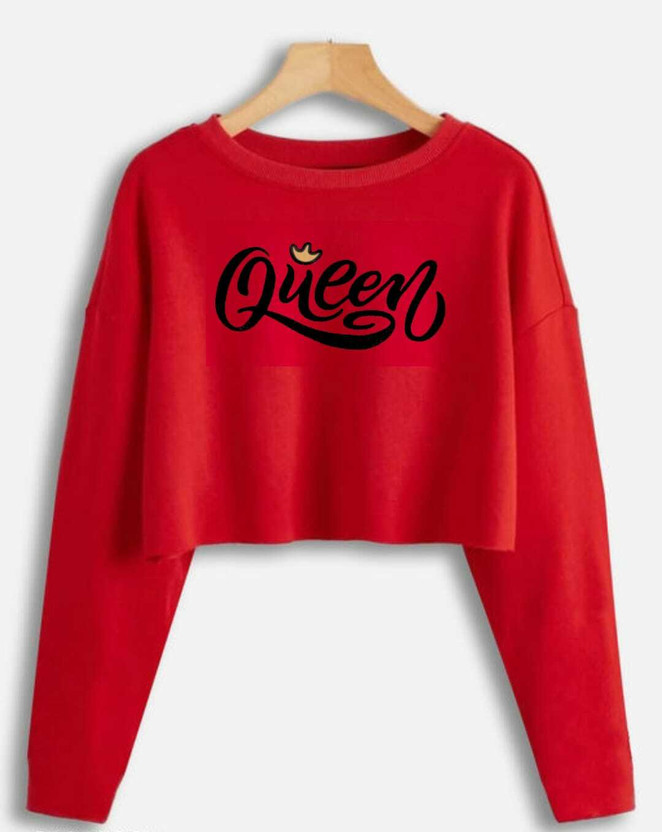 Everfab Printed Women Round Neck Red T-Shirt