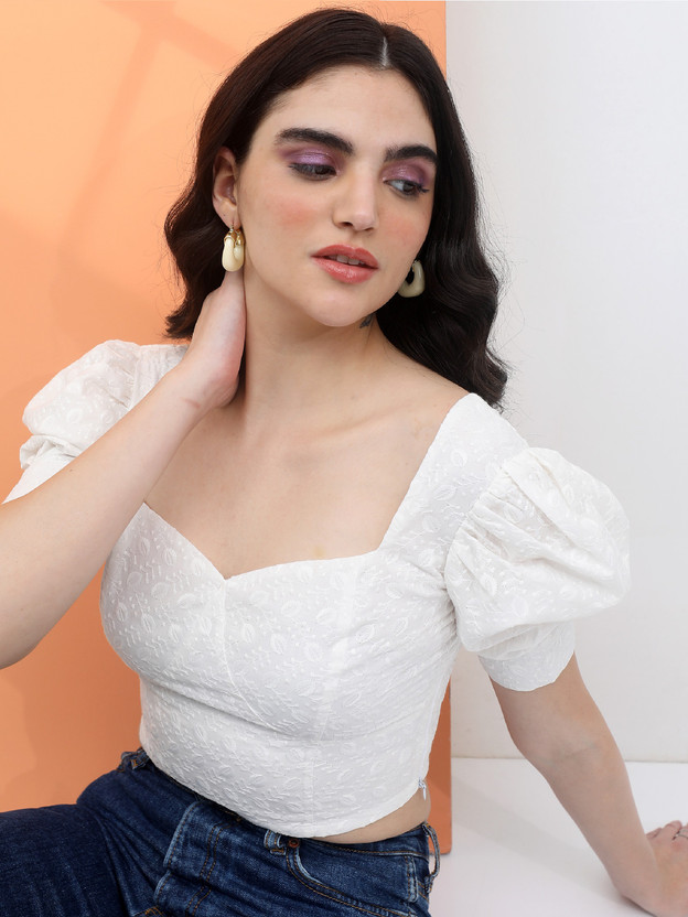Tokyo Talkies Casual Solid Women White Top