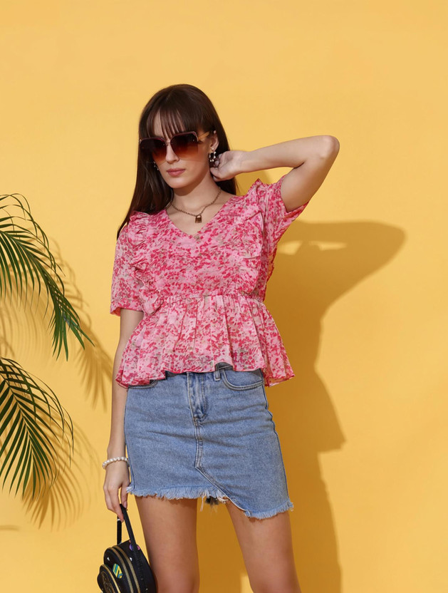 Honky Honky Tonky Casual Printed Women Pink Top - Flipkart Deal