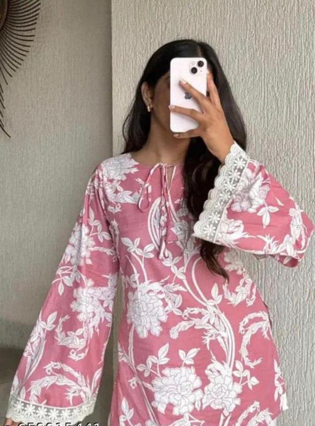 sadya attire Casual Floral Print, Printed Women Pink Top