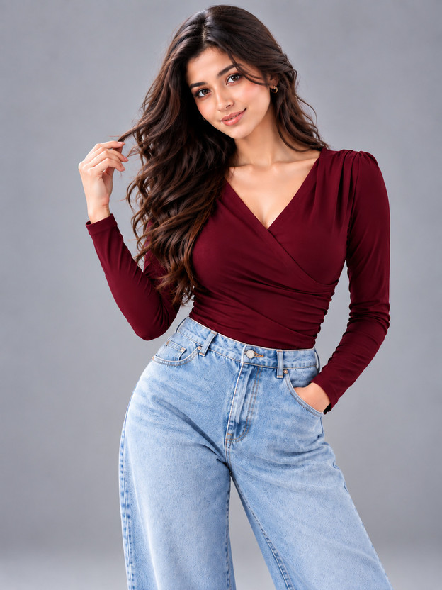 TANUSHKFASHION TANUSHKFASHION Casual Solid Women Maroon Top - Flipkart Deal