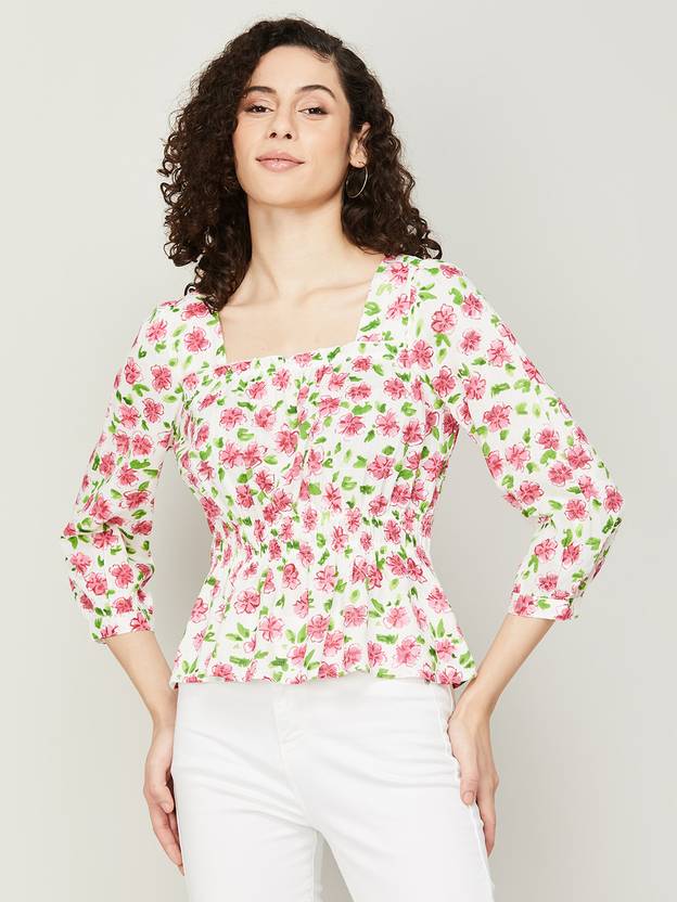Casual Regular Sleeves Printed Women White Top main image 1