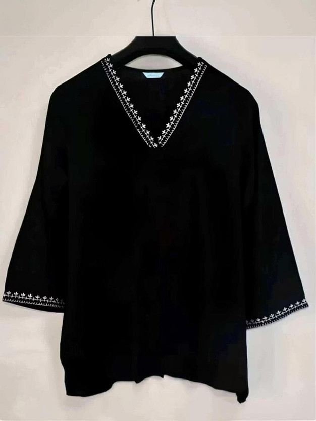 N K FASHION Casual Solid Women Black Top