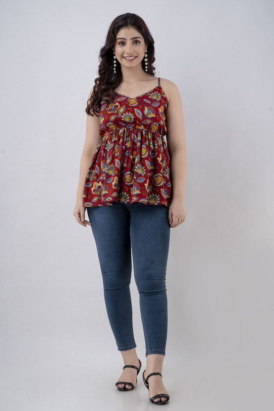 SHANGUL Casual Printed Women Multicolor Top