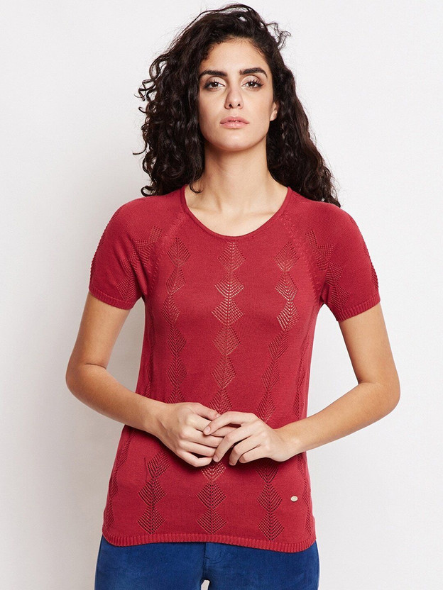 Be Indi Casual Solid Women Maroon Top