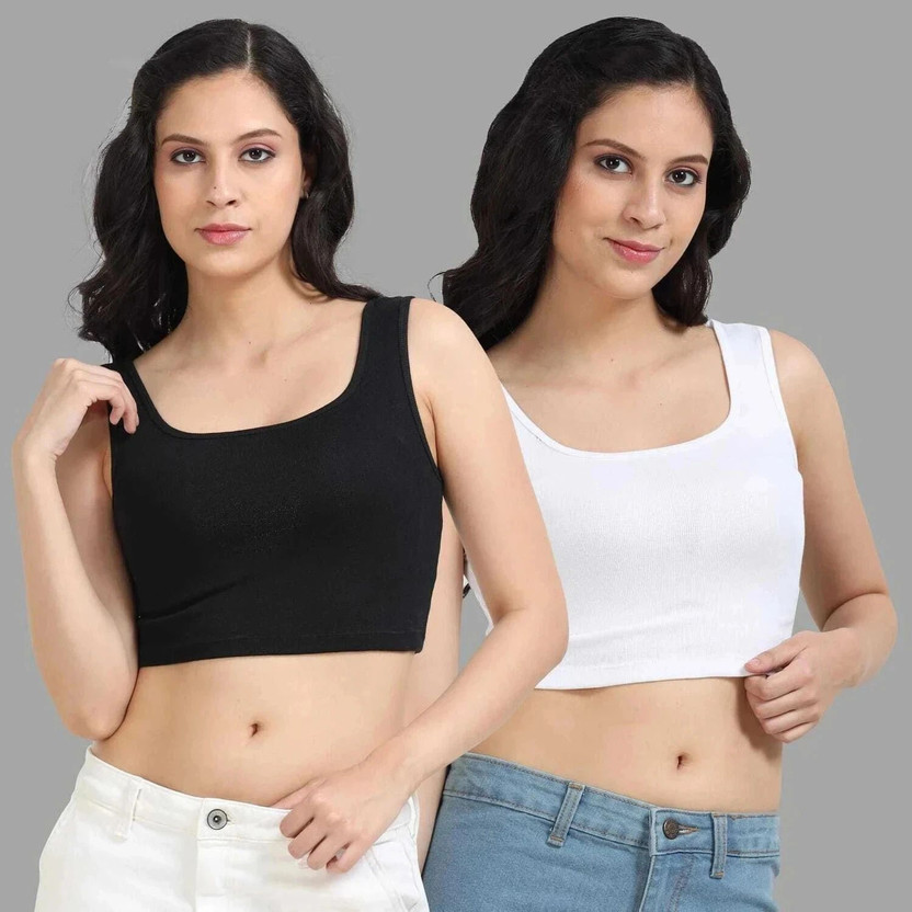Chroma Style Casual Solid Women White, Black Top