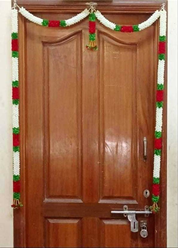 Luckypot Artificial Jasmine Fabric Flower Entrance Door Thoranam For