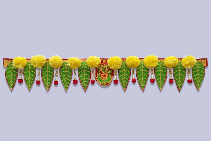 SHREEJI HANDICRAFT Ganesh pan Toran With Artificial Yellow Marigold Flower Door Toran Toran  (fabric)