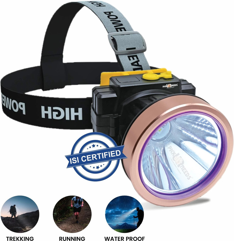 Pick Ur Needs Rechargeable Headlamp With Straps 200W Laser For Outdoor Usage 3600 mAh Battery Torch(Black, 9 cm, Rechargeable)