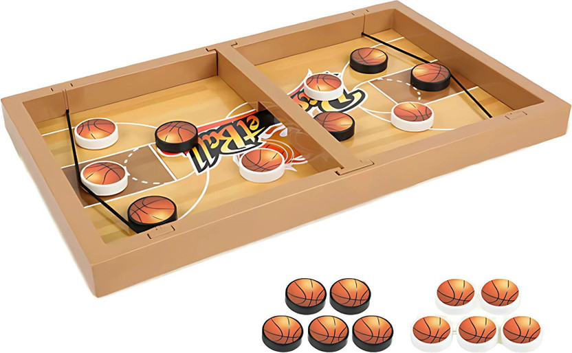 Techam Fast Sling Puck Basketball Game | 2 Player Board Game for Kids Basketball