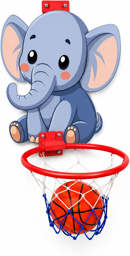 Plivora Elephant Cartoon Kids Basketball Set | Mini Hoop Toy Indoor Outdoor Basketball