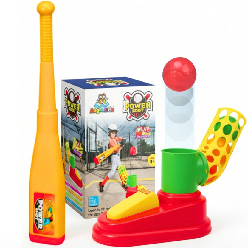 Angel Kids Powershot Automatic Ball Pitcher with Baseball Bat & 3 Balls for 6-15 Year Kids Cricket Kit