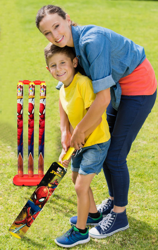 MARVEL Spider-Man Large Size Bat, Stumps and Ball Cricket Kit