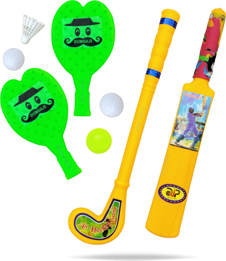 Prapti Prapti Mart Super Combo Bat Ball Racket Hockey for Kids Indoor Outdoor Toys Age 2 Year + Hockey Kit - Flipkart Deal