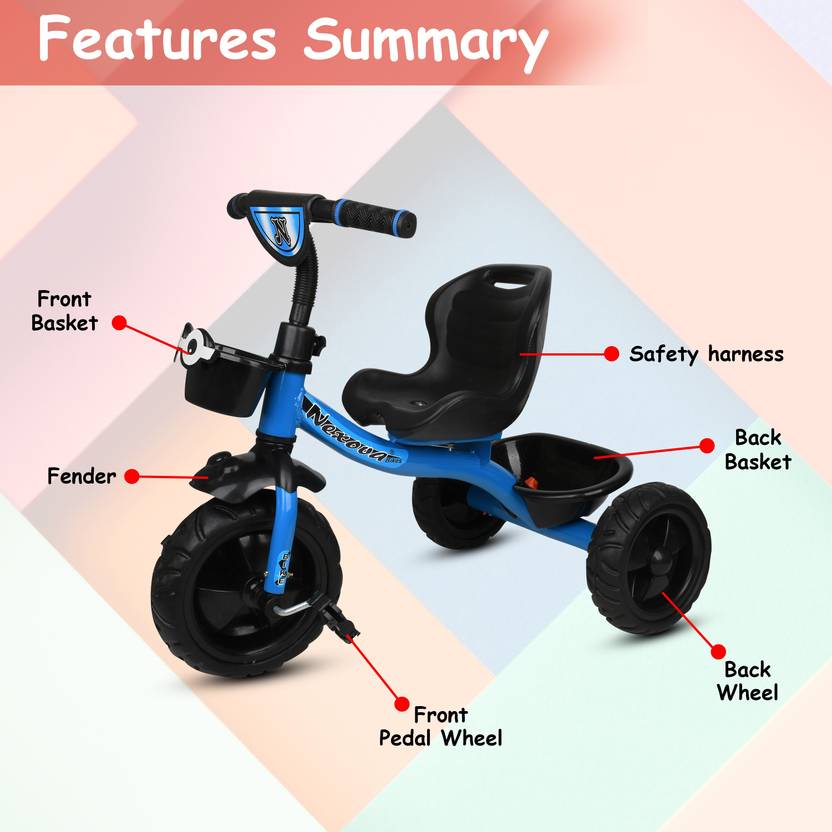 NEXOVA TRICYCLE RAMBO PLAIN NEW MODEL (SKYBLUE) FOR 15 TO 36 MONTHS