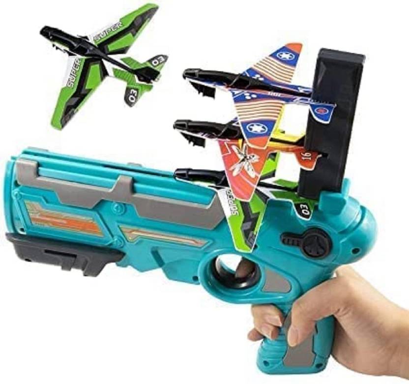 Trade Globe Airplane Launcher Gun Toys Glider Foam Planes, Flying Toy