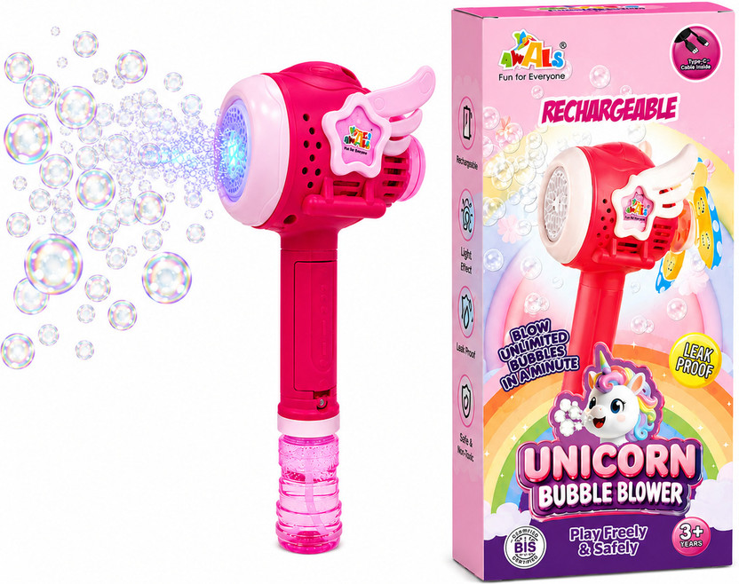 AWALS AWALS Bubble Gun for Kids Rechargeable Automatic Bubble Maker Machine Toy Water Gun(Pink) - Flipkart Deal