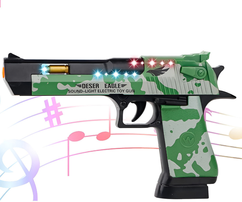Aseenaa Light & Sound Police Army Style Pistol Gun Toy With Moving Top Loader For Kids Guns & Darts(Multicolor)