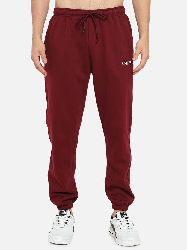 GRIFFEL Solid Men Maroon Track Pants Buy GRIFFEL Solid Men Maroon
