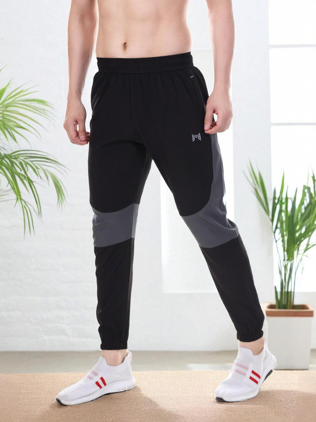 MR MAGISTER SPORTS Colorblock Men Black Track Pants