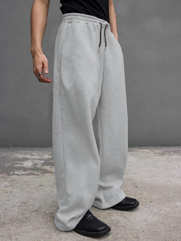 Dockstreet Solid Men Grey Track Pants