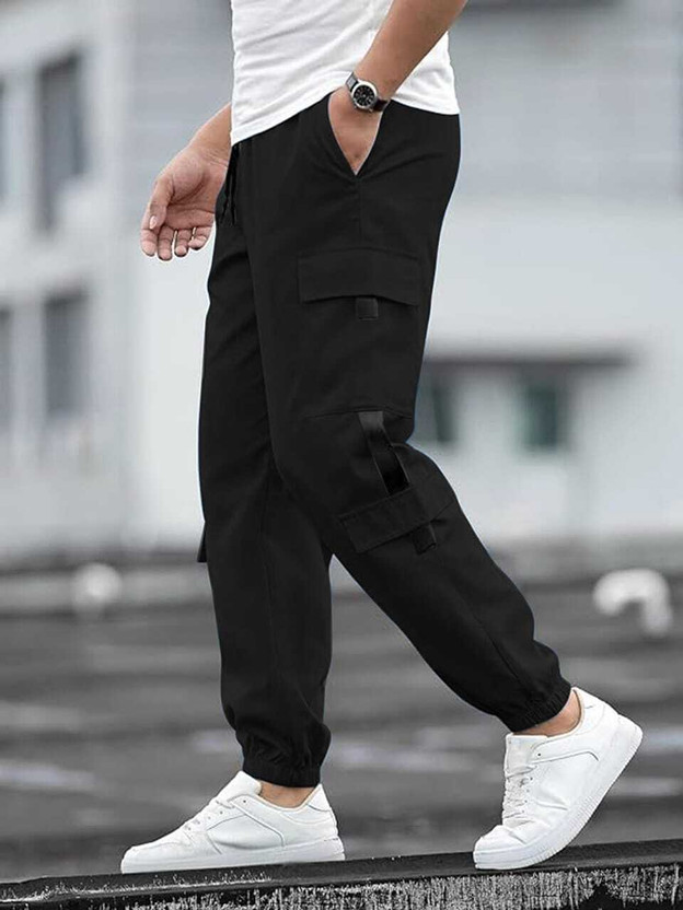 MAGANI Solid Men Black Track Pants