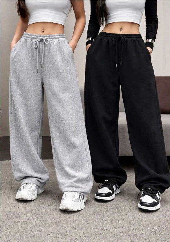 TIROMI Solid Women Grey, Black Track Pants