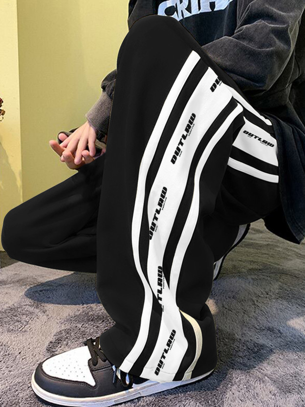Jump Jump Cuts Striped Men Black, White Track Pants - Flipkart Deal