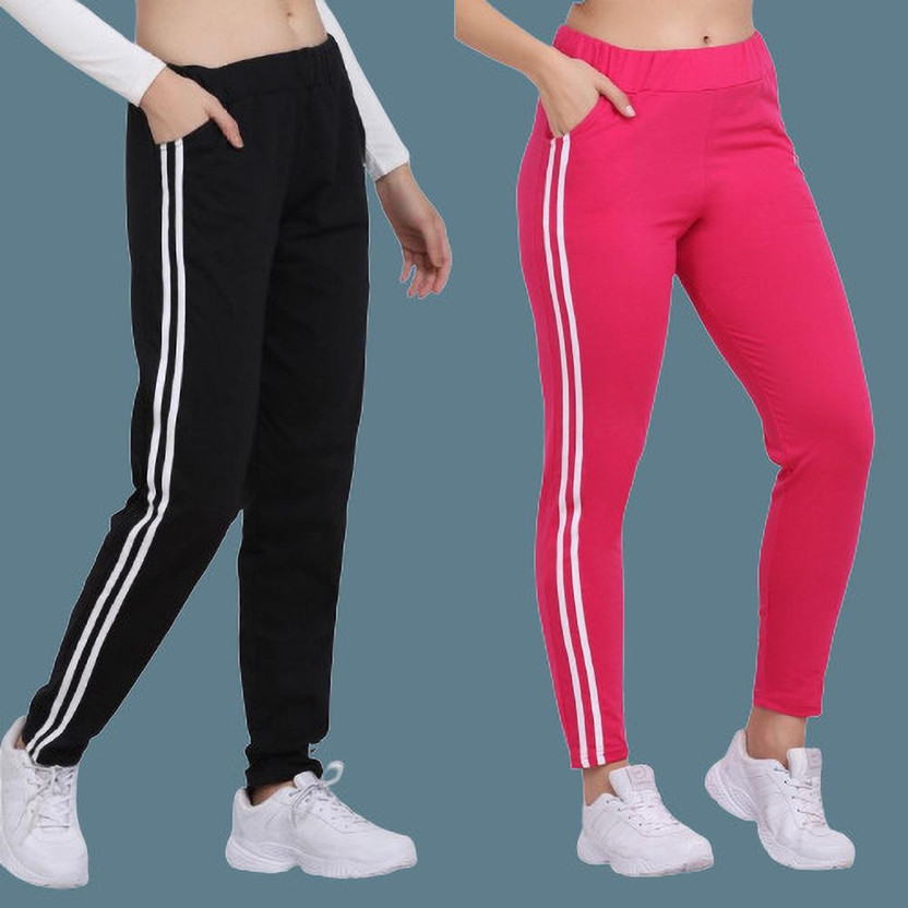 pink and black striped pants