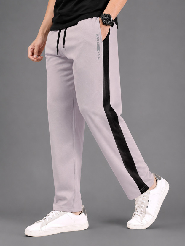 NFTRENDLYY Striped Men Grey Track Pants