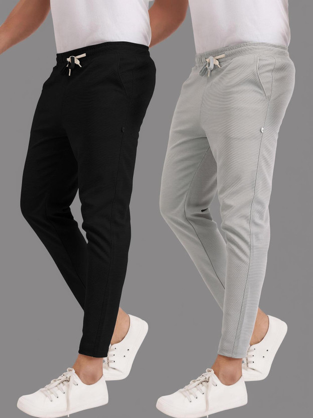 Yazole Solid Men Black, Grey Track Pants