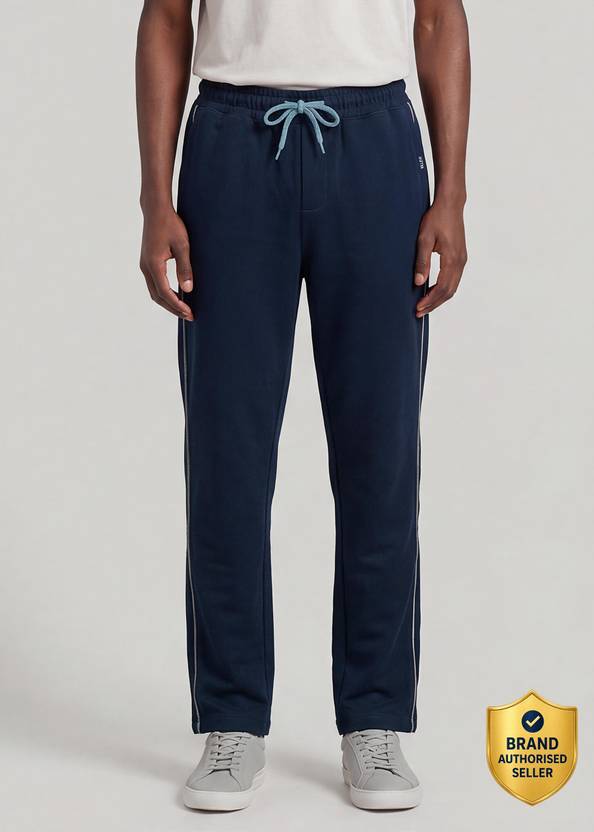 killer men colorblock dark blue track pants