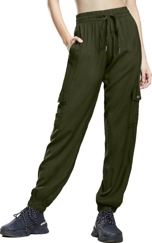 The Souled Store TSS Originals Solid Women Olive Track Pants - Buy The ...