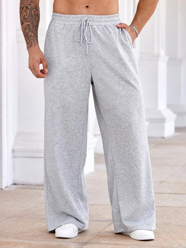 Flycollection Solid Men Grey Track Pants