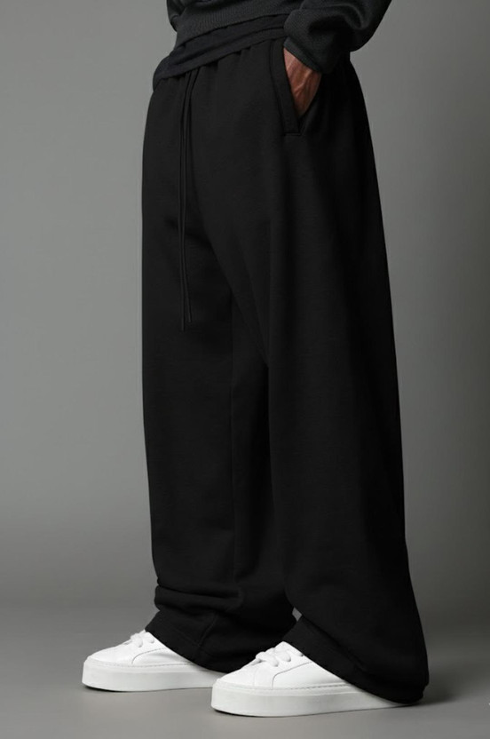 Dockstreet Solid Men Black Track Pants