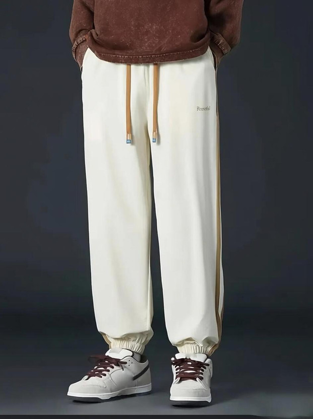 HFTRAKZWEAR HFTRAKZWEAR Striped Men Beige Track Pants - Flipkart Deal