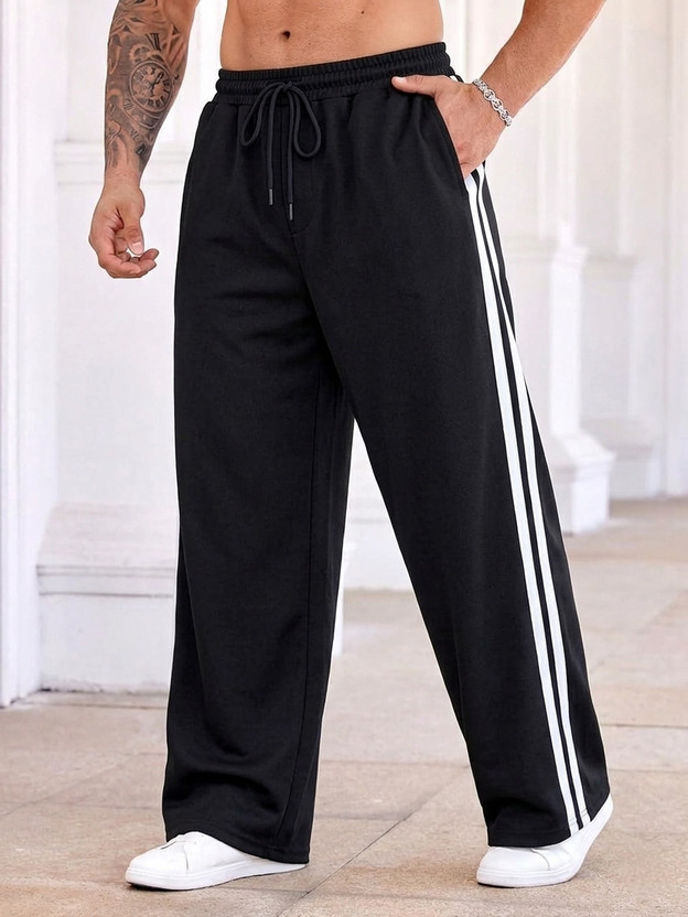 FLYcollection FLYcollection Solid, Striped Men Black Track Pants - Flipkart Deal