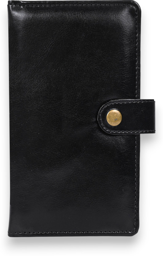 Pragya Premium Leather Travel Diary|Basic Travel Organizer|Button Closure Strap(Black)