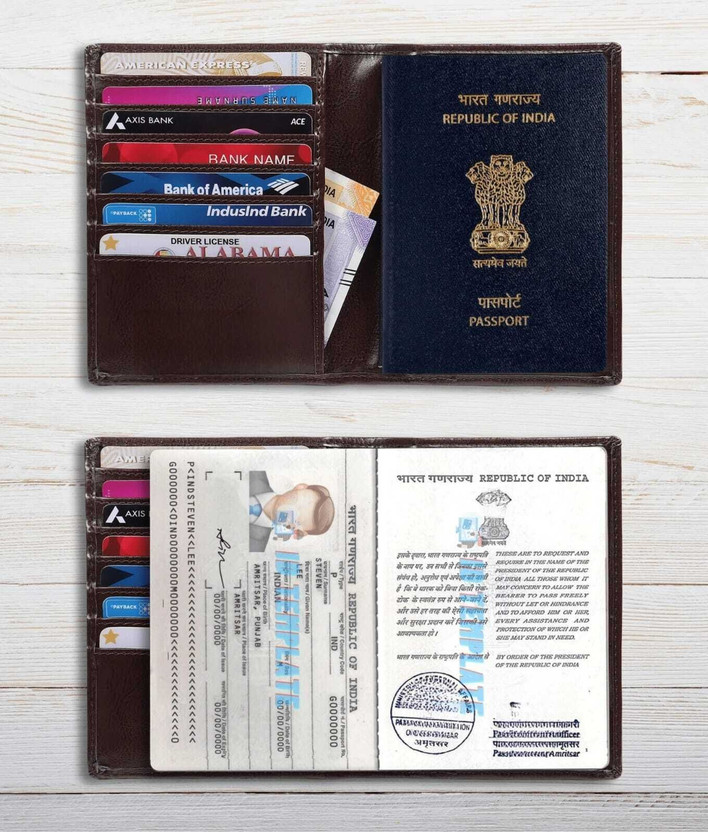 Rioon RFID Leather Passport Cover for Men & Women |Travel Wallet |Passport Holder Case(Brown)