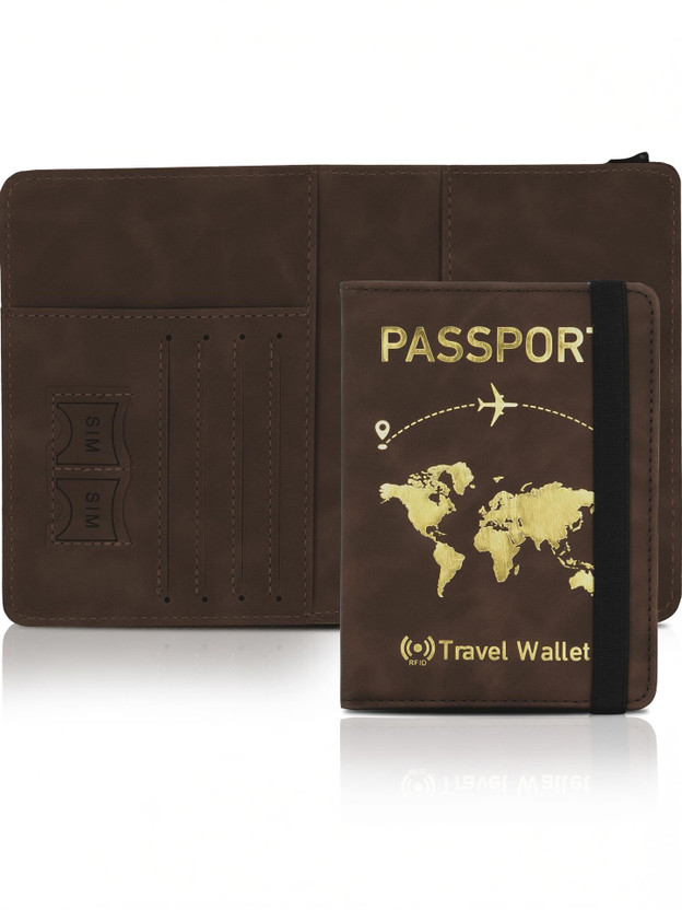 STORITE RFID Travel Passport Cover Holder Wallet for Credit Card Boarding Pass & Ticket(Brown)