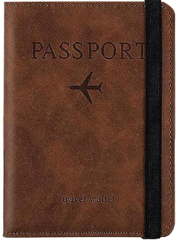 StealODeal Passport Holder Cover Wallet RFID Blocking PU Leather Travel Document Holder(Brown)