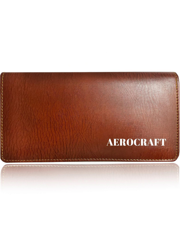 AEROCRAFT Cheque Book Passbook Card Holder with slots of ATM, Debit Credit Cards (Brown)(Brown)
