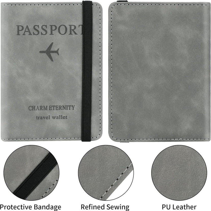DIYAL ENTERPRISE Passport Cover Travel Wallet Organiser,PU Leather Travel Document Holder(Grey)