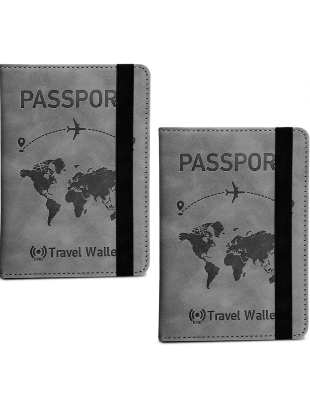 STORITE RFID Blocking Passport Holder Wallet with Card Slots & Boarding Pass Holder(Grey)