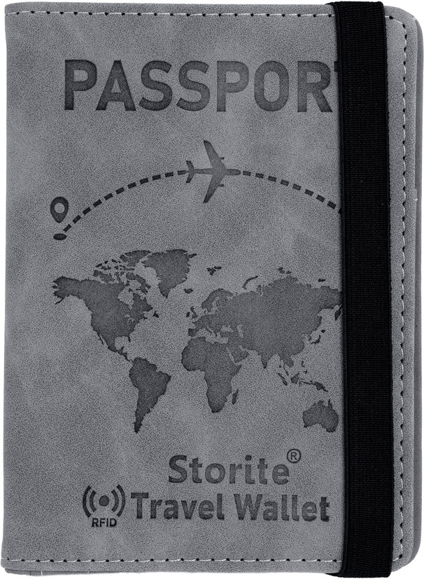 STORITE RFID Travel Passport Cover Holder Wallet for Credit Card Boarding Pass & Ticket(Grey)