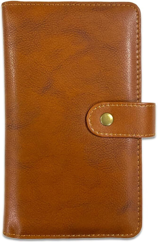 Pragya Premium Leather Travel Diary|Basic Travel Organizer|Button Closure Strap(Tan)