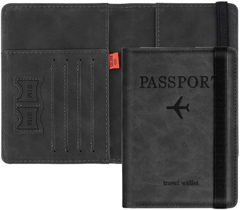 MENDAPARA SALES Passport Case with PU Leather Travel Document Holder for Men and Women(Black)