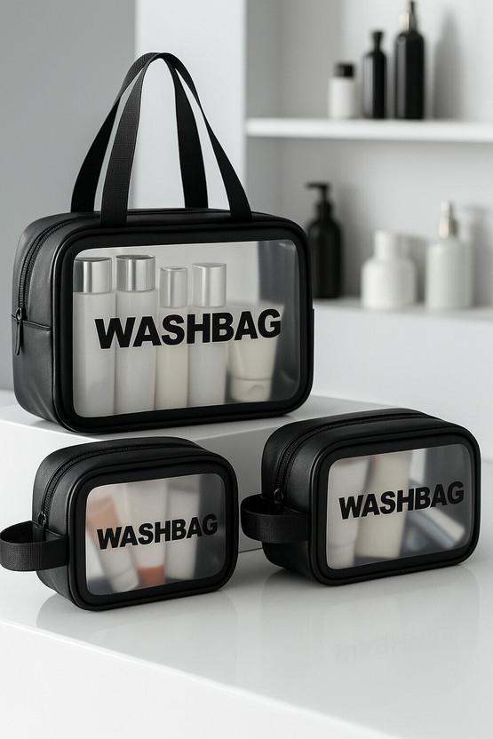 PERISA ENTERPRISE Set of 3 Travel Washbag | Travel Toiletry Kit for Makeup storage & organizor(Black)