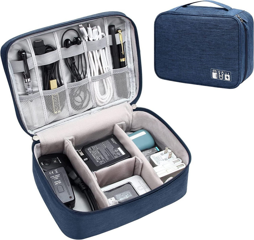 LAFILLETTE Travel Universal Digital Storage Pouch Case Electronic Accessories Gadget Bag(Blue)
